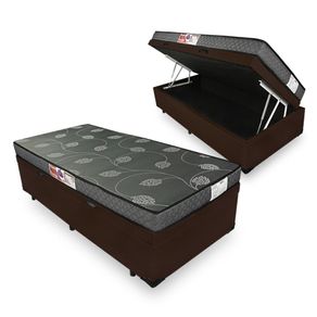 Cama Box Com Baú Solteiro Marrom + Colchão De Espuma D20 - Prorelax - Violeta 78x188x54cm