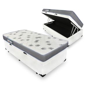 Cama Box Com Baú Solteiro Branca + Colchão De Espuma D33 - Ortobom - Light - 88x188x56cm