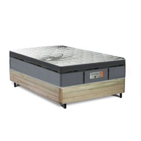 Cama Box Casal Rústica + Colchão de Molas Ensacadas - Comfort Prime - New Aspen - 138x188x67cm