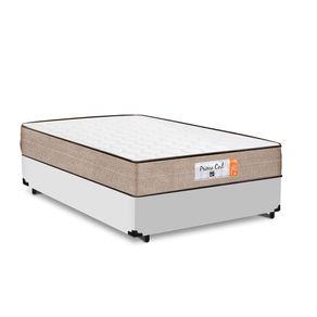Cama Box Viúva Branca + Colchão de Molas Superlastic - Comfort Prime - Coil Crystal - 128x188x53cm