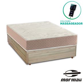 Cama Box Casal Rústica + Colchão Massageador - Mormaii - Smartzone Diamonds 138x188x67cm