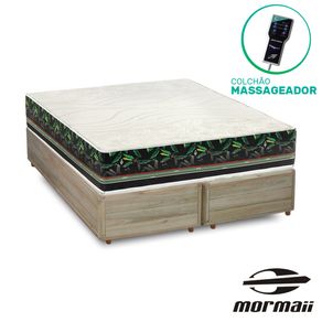 Cama Box Queen Rústica + Colchão Massageador - Mormaii - Smartzone Bananal 158x198x67cm