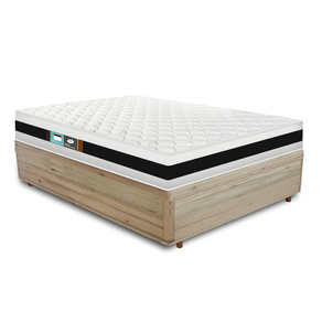 Cama Box Casal Rústica + Colchão De Espuma D45 - Castor - Black White Double Face 138x188x64cm