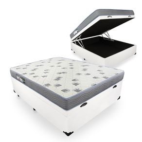 Cama Box Com Baú Viúva + Colchão De Espuma D33 - Ortobom - Light 128x188x59cm - Branca