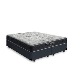 Cama Box Queen Cinza + Colchão De Molas - Probel - Prodormir Sleep Black 158x198x57cm