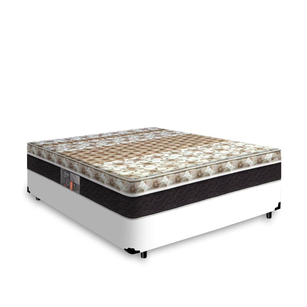 Cama Box Casal Branca + Colchão Mola Ensacada - Castor - Class Pocket  Híbrido One Face 138x188x60cm - lucashome
