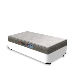 Cama Box Solteiro Branca + Colchão De Espuma D33 - Castor - Sleep Max 88x188x53cm