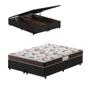 Cama-Box-Bau-Super-King-Preta---Colchao-de-Espuma-D45---Probel---Guarda-Costas-ProForce---193x203x60cm