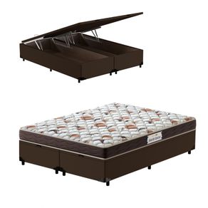 Cama-Box-Bau-Super-King-Marrom---Colchao-de-Espuma-D45---Probel---Guarda-Costas-ProForce---193x203x60cm