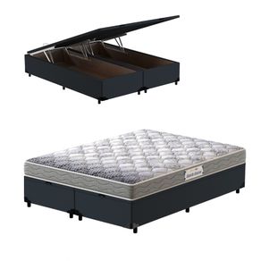 Cama-Box-com-Bau-Queen-Cinza---Colchao-de-Espuma-D28---Probel---Guarda-Costas-Pro-Night-158x198x60cm