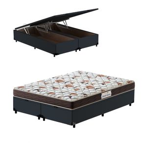 Cama-Box-Bau-Queen-Cinza---Colchao-de-Espuma-D45---Probel---Guarda-Costas-ProForce---158x198x60cm