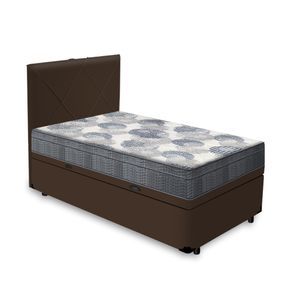 Cama Box Baú + Cabeceira Provença e Colchão Solteiro - Ortobom - ISO SuperPocket - 88x188x67cm Marrom