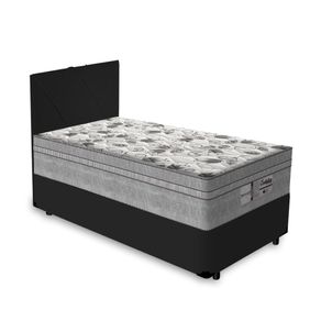 Cama Box + Cabeceira Provença e Colchão Solteiro - Probel - Evolution - 88x188x67cm Preto