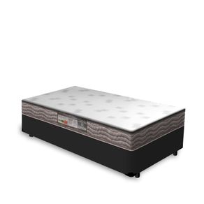 Cama Box Solteiro Preta + Colchão De Espuma D23 - Ortobom - Light Liso 78x188x47cm
