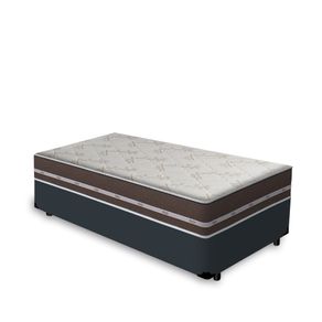 Cama Box Solteiro King Cinza + Colchão De Molas - Anjos - Classic Superlastic - 96x203x47cm