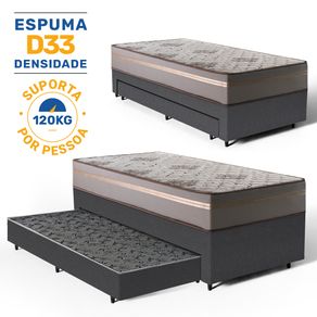 Bicama-Box-com-Colchao-D33-Millenium-One-Face---Auxiliar-Espuma-Unique-Solteiro-88cm