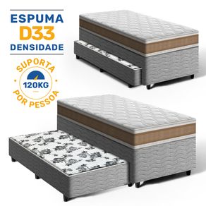 Bicama-Box-com-Colchao-de-Espuma-D33-Double-Face-Air-Pro-Forca-Anjos---Auxiliar-de-Molas-Unique-Solteiro-88cm