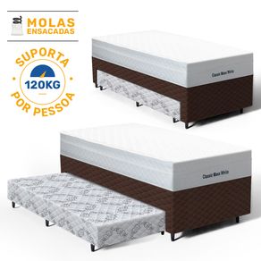 Bicama-Box-com-Colchao-Molas-Ensacadas-Classic-Maxx-White---Auxiliar-Espuma-Unique-Solteiro-88cm