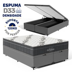 Cama-Box-Bau-com-Colchao-de-Espuma-D33-Ortobom-Airtech-Ortopillow-100-Queen-158cm