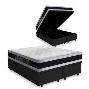 Cama-Box-Bau-com-Colchao-de-Espuma-D45-Castor-Black-White-Double-Face-Queen-158cm