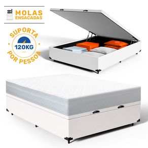Cama-Box-Bau-com-Colchao-de-Molas-Ensacadas-Classic-Maxx-White-Casal-138cm