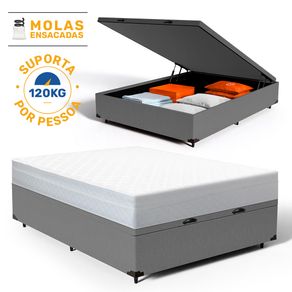 Cama-Box-Bau-com-Colchao-de-Molas-Ensacadas-Classic-Maxx-White-Casal-138cm