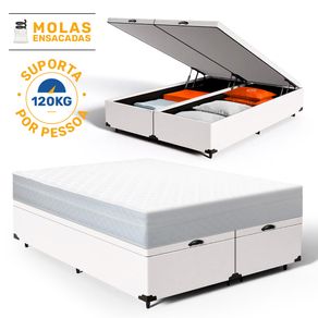 Cama-Box-Bau-com-Colchao-de-Molas-Ensacadas-Classic-Maxx-White-Queen-158cm