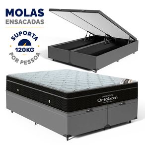 Cama-Box-Bau-com-Colchao-de-Molas-Ensacadas-Ortobom-Elegante-Super-Pillow-In-Queen-158cm