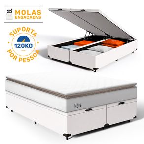 Cama-Box-Bau-com-Colchao-de-Molas-Ensacadas-Pillow-Top-Neve-Queen-158cm