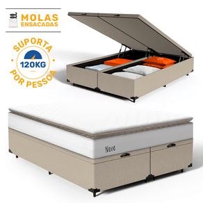 Cama-Box-Bau-com-Colchao-de-Molas-Ensacadas-Pillow-Top-Neve-Queen-158cm