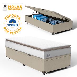 Cama-Box-Bau-com-Colchao-de-Molas-Ensacadas-Pillow-Top-Neve-Solteiro-88cm
