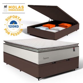 Cama-Box-Bau-com-Colchao-de-Molas-Ensacadas-Pillow-Top-Supreme-Lux-Casal-138cm