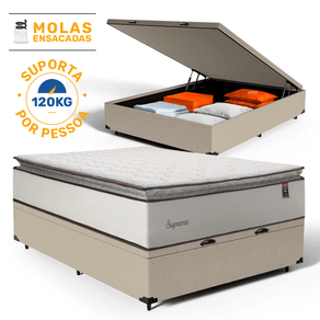 Cama-Box-Bau-com-Colchao-de-Molas-Ensacadas-Pillow-Top-Supreme-Lux-Casal-138cm