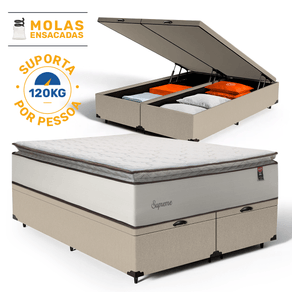 Cama-Box-Bau-com-Colchao-de-Molas-Ensacadas-Pillow-Top-Supreme-Lux-Queen-158cm