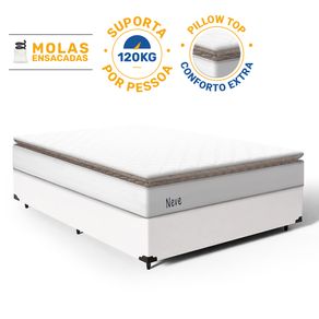 Cama-Box-com-Colchao-de-Molas-Ensacadas-Pillow-Top-Neve-Casal-138cm