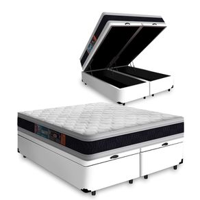 Cama-Box-Bau-com-Colchao-de-Espuma-D45-Castor-Black---White-D45-Double-Face-Super-King-193cm