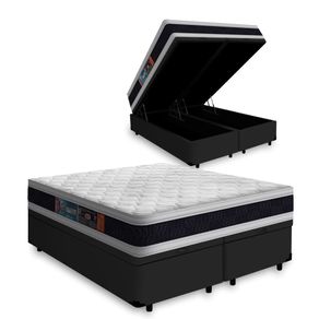 Cama-Box-Bau-com-Colchao-de-Espuma-D45-Castor-Black---White-D45-Double-Face-Super-King-193cm