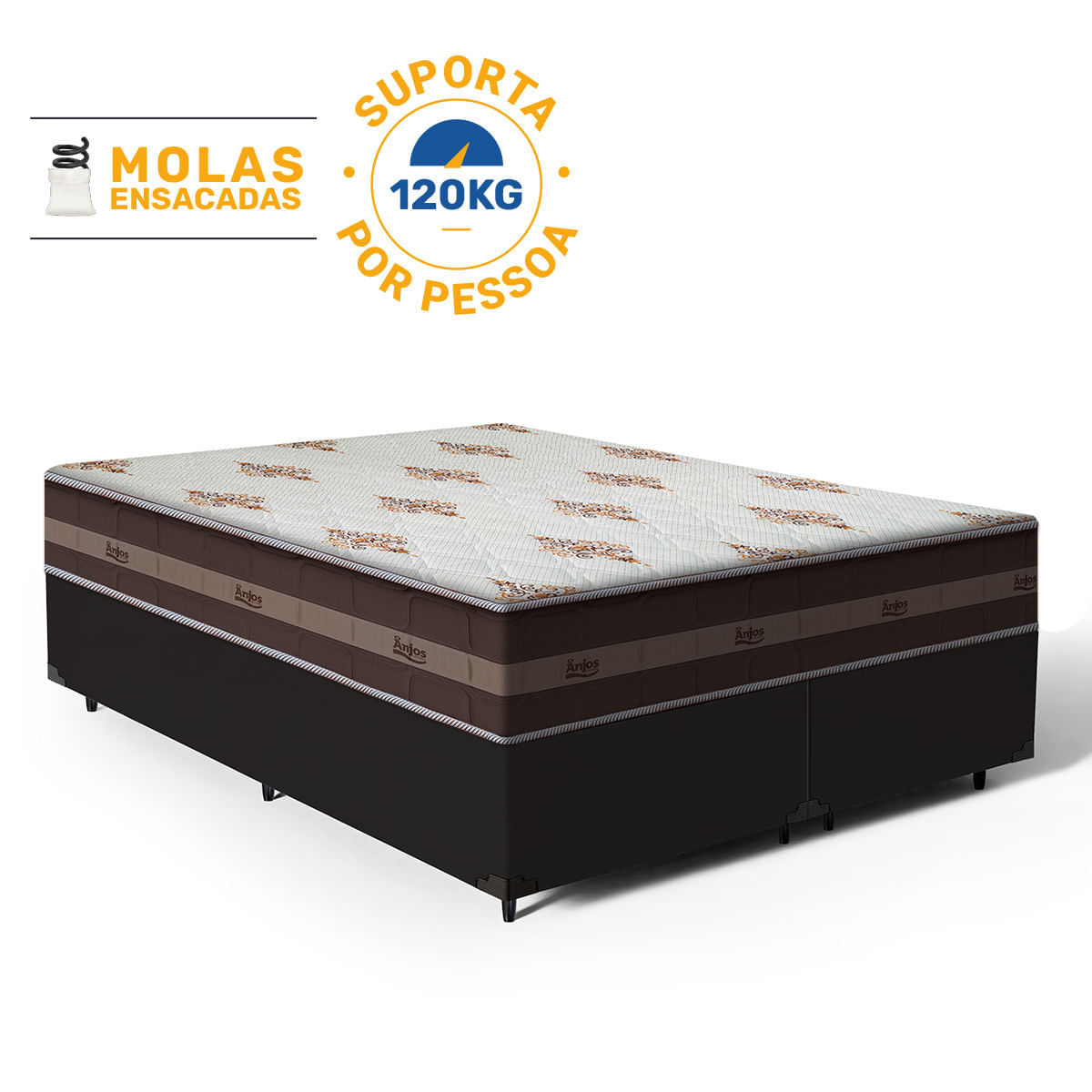 Cama Box com Colchão de Molas Ensacadas D'Angelis Classic Pocket