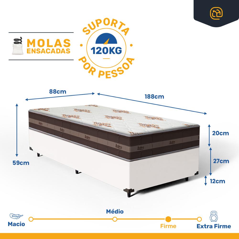 Cama Box com Colchão de Molas Ensacadas D'Angelis Classic Pocket