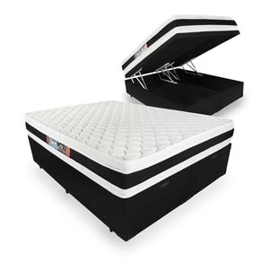 Cama-Box-Bau-King-Preta---Colchao-Espuma-D45---Castor---Black---White-D45-Double-Face-193x203x69cm