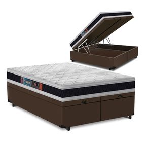 Cama-Box-Bau-Queen-Marrom---Colchao-Espuma-D45---Castor---Black-White-Double-Face-158x198x69cm