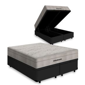 Cama-Box-Bau-Queen-Preta---Colchao-De-Molas-Ensacadas---Ortobom---AirTech-SpringPocket-158x198x72cm